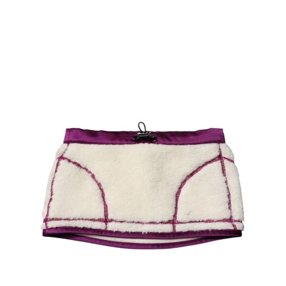 Dolce & Gabbana Fleece Neck Warmer Satin Trim Women White Scarves